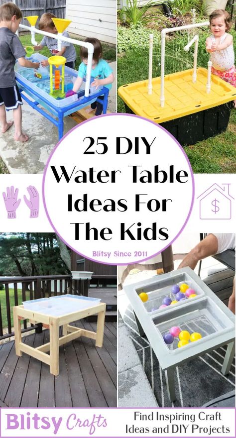 25 Best DIY Water Table Ideas for Kids, Toddlers Diy Sand Water Table Sensory Play, Build Your Own Water Table, Diy Sand And Water Table Kids, Water Play Table Diy, Diy Sand Water Table, Diy Water Sand Table, Sand And Water Table Diy, Water Sand Table, Easy Water Table Ideas