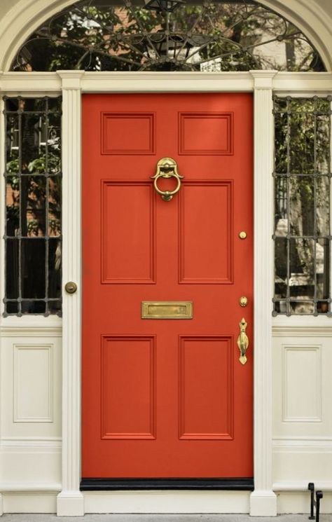 Burnt Orange Entrance Burnt Orange Doors Exterior, Orange Front Door Colors, Burnt Orange Front Door, Drake Painting, Orange Front Door, Orange Front Doors, Best Front Door Colors, Exterior Door Colors, Bathroom Console