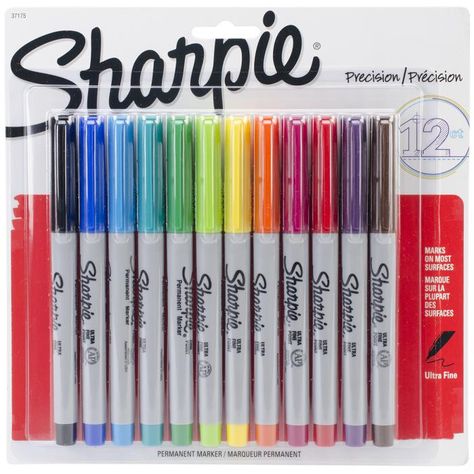 Sharpie Ultra Fine Permenent Markers 12/Pkg Stylo Art, Sharpie Colors, Notes Creative, Sharpie Permanent Markers, Stationery Obsession, Nail Store, Sharpie Crafts, Creeper Minecraft, Marker Paper