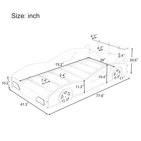 Wooden Race Car Bed,Car-Shaped Platform Twin Bed with Wheels For Teens This bed with an appealing race car design and solid construction will be a real eye-catcher in your bedroom. Car Bed Frame, Platform Twin Bed, Race Car Design, Kids Car Bed, Race Car Bed, Theme Beds, Wooden Platform Bed, Wheel Decor, Kids Beds