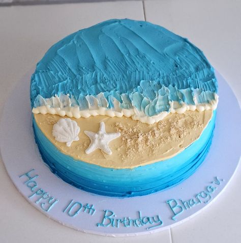 Matching beach themed cakes for Bhargav's 10th birthday. Takes me back to my island home 🌊 #beachcake #beach #custommade #customcakes #shastadaisybakes Beach Themed Cake Ideas, Simple Beach Cake, Surf Cake Ideas, Beach Themed Birthday Cakes, Beach Birthday Decor, Beach Cake Ideas, Summer Themed Cake, Beach Themed Birthday Party, Beach Theme Cake