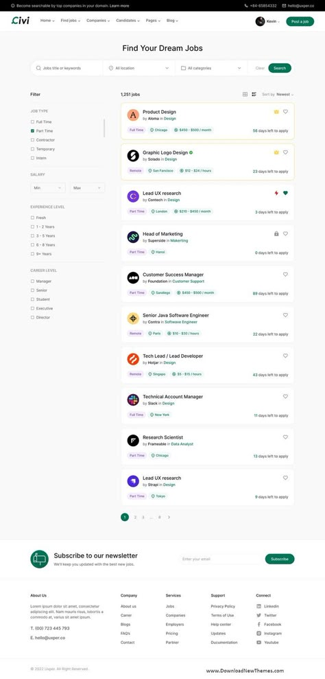 Civi - Job Board Figma Template Recruitment Website Design, Crm Design, Service Landing Page, Search Ui, Modern Landing Page, Ecommerce Landing Page, Job Portal Website, Saas Landing Page, Landing Page Ideas