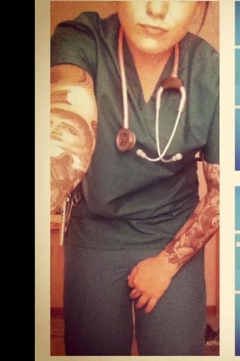 Tattooed nurse sleeves Nurses Tattoo, Nurses With Tattoos, Tattooed Nurse, Rock Tattoos, Nurse Tattoo, Rock Tattoo, Body Decor, Body Art Photography, Nurse Stuff