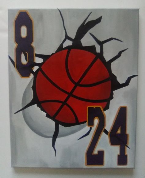 Basketball Canvas Painting, Basketball Canvas Art, Basketball Painting, Basketball Canvas, Kobe Bryant 8, Canvas Painting Designs, Painting Designs, Paint And Sip, Kobe Bryant