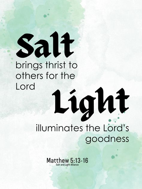 #001 #salt #light #saltandlight #matthew #bible Salt And Light Quotes, Salt Light Bible, Salt And Light Bible Verse, Be The Salt And Light, Salt Quotes, Bible Verse Crafts, A Praying Woman, Be Salt And Light, Agape Gifts