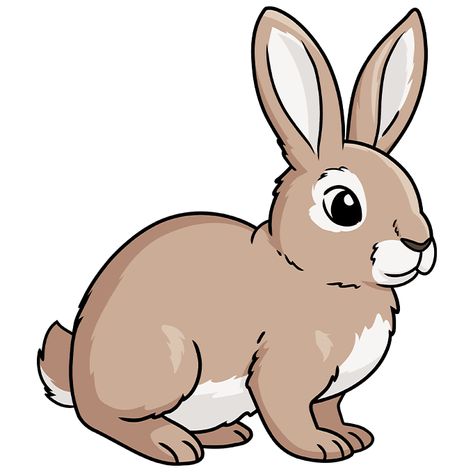 Rabbit Side View Drawing, Famous Rabbits, Rabbit Cartoon Images, Rabbit Drawing Easy, Cute Rabbit Clipart, Rabbit Cartoon Drawing, Clip Art Animals, Draw A Rabbit, Rabbit Species