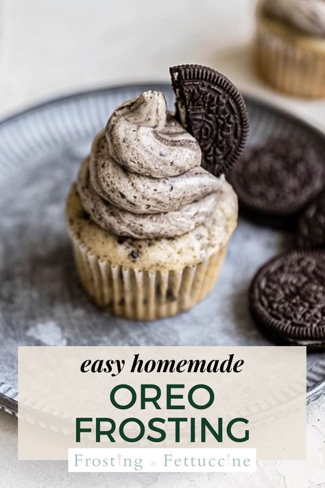 Cookies And Cream Whipped Frosting, Easy Cookies And Cream Cupcakes, Oreo Buttercream Frosting Recipe, Oreo Frosting Buttercream, Oreo Icing Recipe, Cookies And Cream Icing, Oreo Frosting Recipe, Oreo Whipped Cream Frosting, Whipped Icing Recipes