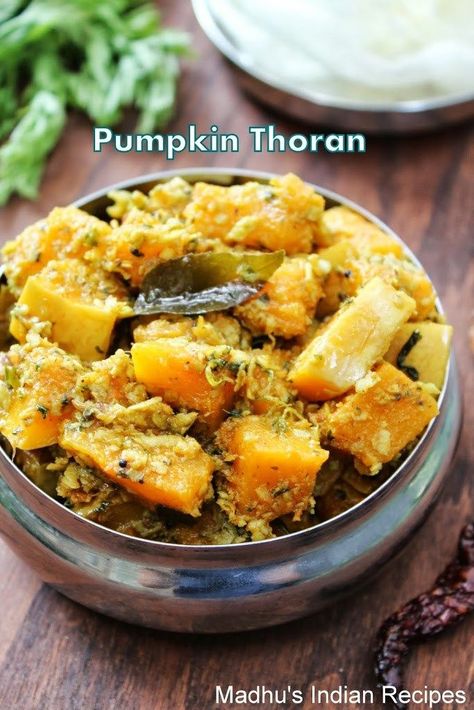 Mathan Thoran is a  kerala style Pumpkin Stir fry , popular in kerala during Onam Sadya.   #thoran #keralastyle #pumpkin #stirfry Pumpkin Recipes Indian, Sadya Recipes, Aviyal Recipe, Easy Vegan Curry, Onam Sadya, Vegetable Stew Recipe, Pumpkin Curry, Kerala Food, Coconut Milk Curry