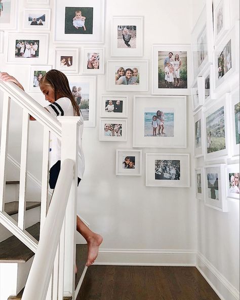 ｔｒｕｔｈ & ｃｏ. on Instagram: “Gallery walls take time to build and compile, but once they are done, they tell a beautiful story of your family and memories from over the…” Stairs Family Photo Wall, Family Photos Going Up Stairs, Family Photo Gallery Wall Ideas Stairs, Gallery Wall Cottage, Family Gallery Wall Stairs, Staircase Decor Ideas Wall Stairways, Staircase Decor Ideas Wall, Stairs Gallery Wall, Gallery Wall Stairs