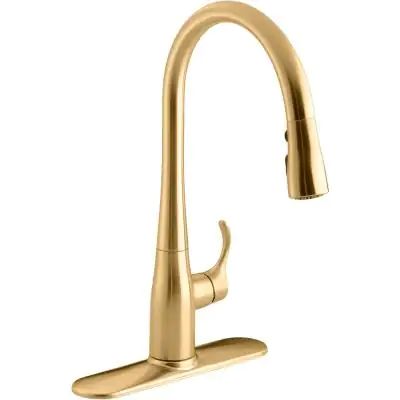 Simplice Single Handle Pull-Down Sprayer Kitchen Sink Faucet in Vibrant Brushed Moderne Brass Kohler Simplice Kitchen Faucet, Kohler Kitchen Faucet, Pull Down Kitchen Faucet, Kitchen Faucets Pull Down, Brass Kitchen Faucet, Black Kitchen Faucets, Pull Out Kitchen Faucet, Single Handle Kitchen Faucet, Clean Sink