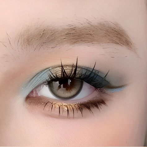 Blue and gold eye makeup douyin style Blue And Gold Eye Makeup, Eye Makeup Douyin, Douyin Eye Makeup, Douyin Style, Makeup Douyin, Gold Eye Makeup, Manga Eyes, Douyin Makeup, Pirate Outfit