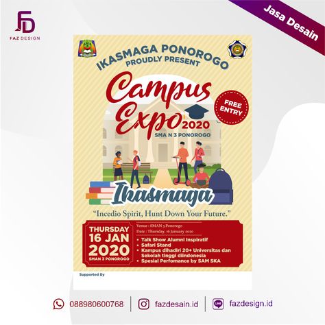 Desain poster event campus expo pameran universitas 2020Fazdesain.id Canva Layout Ideas, Graphic Designer Ideas, Poster Ramadhan, Tipografi 3d, Proposal Design, Instagram Feeds, Event Poster Design, Graphic Design Fun, Diy Canvas Art Painting