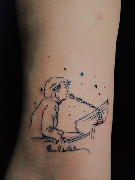 Paul Mccartney Tattoo, Beatles Tattoo Minimalist, Beatles Inspired Tattoos, Beatles Tattoo, Lovely Tattoo, Star Tattoo Designs, Queen Tattoo, Leg Tattoo Men, Tattoo Project