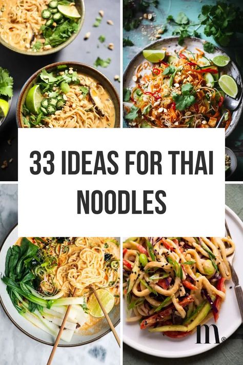 33 Delicious Ideas For Thai Noodles: Serving Tips, Beverages, And Sauce Inspirations Thai Noodle Recipes, Spicy Soups, Tai Food, Thai Chicken Meatballs, Healthy Noodle Recipes, Vegetarian Pad Thai, Thai Recipes Noodles, Sauce Ideas, Curry Chili