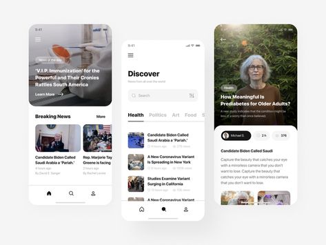 Ux Kits, Blog Website Design, Ux Mobile, Mobile App Design Inspiration, Ui Design Website, Mobile News, Mobile Ui Design, New Ios, News Apps