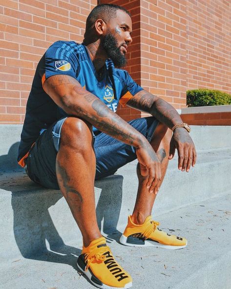 The Game Wearing the Yellow Pharrell x adidas NMD Human Race Human Race Shoes, Victorias Secret Models, Athletic Shoe, Street Style Paris, Human Race, Adidas Nmd, Breathable Shoes, Paris Street, Running Shoes For Men