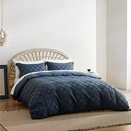 AmazonSmile: Bedsure Duvet Cover Queen Size - Queen Duvet Cover Set, Boho Bedding Queen for All Seasons, 3 Pieces Embroidery Shabby Chic Home Bedding Duvet Covers (Coral Pink, Queen, 90x90'') : Home & Kitchen Tufted Comforter, Navy Blue Duvet Cover, Navy Blue Bedding, Shabby Chic Duvet, Blue Shabby Chic, Blue Duvet, Boho Bedding, Blue Bedding, Duvet Covers Twin