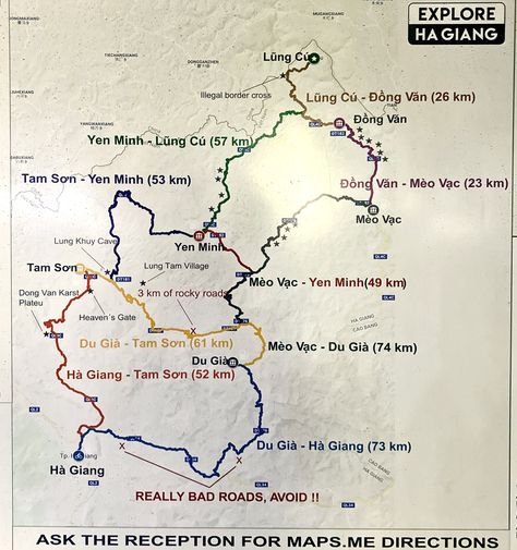 The Ha Giang Loop Map, Northern Vietnam With Mama's Homestay 2024 Ha Giang Loop, Tour Group, Cao Bang, Northern Vietnam, Bus Tickets, Route Map, Bike Tour, Vietnam Travel, Group Tours