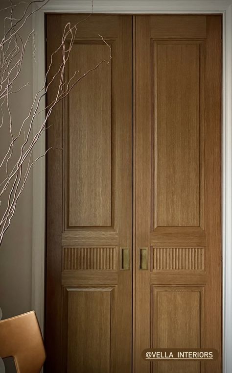 Door Finishes Interior, Walnut French Doors, Craftsman Pocket Doors, English Cottage Doors Interior, Full Height Doors Interior, Five Panel Door, Double Door Bedroom Entrance, Antique Interior Doors, Cool Interior Doors