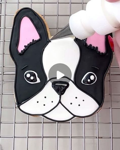 Kristie on Instagram: "Cutie little Boston Terrier! 🖤🤍🖤Made these to welcome two new Boston terrier puppies to a local family! Will post the pic of the boxes to my stories 🥰" Boston Terrier Cake Ideas, Boston Terrier Birthday, Boston Terrier Cake, Boston Terrier Puppies, Boston Terrier Puppy, Terrier Puppies, Cookie Designs, Birthday Cookies, Bday Party