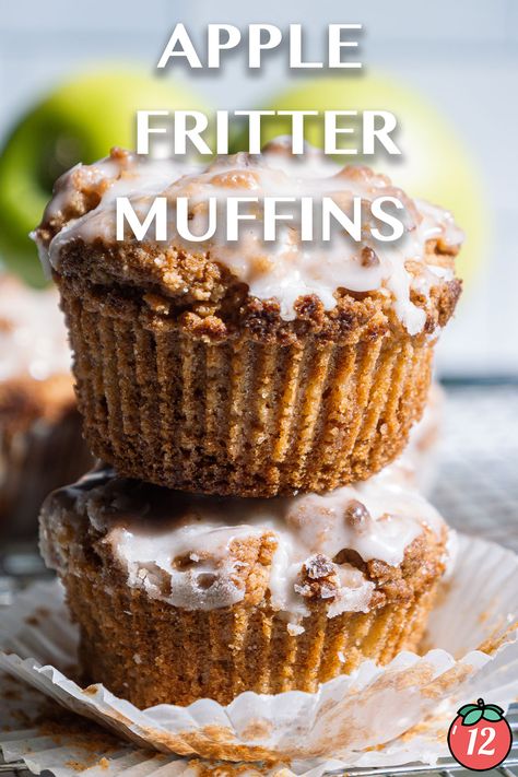 Apple Fritter Muffins, Apple Fritter Cake, Icing Glaze, Apple Pie Cake, Apple Fritter, Muffin Streusel, Filled Muffins, Apple Muffins, Fall Foods