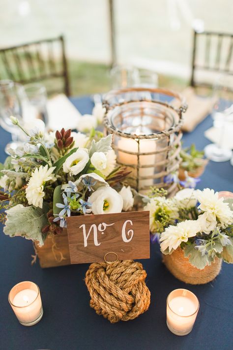 Nautical Table Numbers | photography by http://www.ashley-caroline.com/ Nautical Wedding Centerpieces, Wedding Table Toppers, Nautical Centerpiece, Summer Wedding Centerpieces, Nautical Table, Nautical Wedding Theme, Seaside Theme, Wedding Reception Centerpieces, Reception Centerpieces