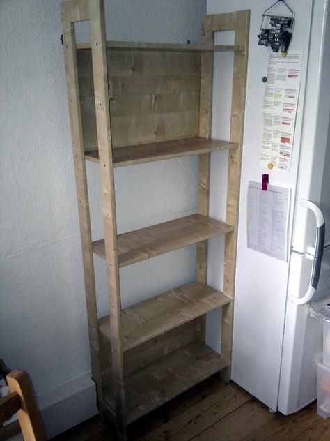 I just bought this shelf from Ikea two days ago (for 25!) and have yet to assemble it... This is a great hack on merging two of them for additional shelving and support. Ikea Laiva Bookcase Hack, Ikea Tall Bookshelf, Tall Shelf Ikea, Laiva Bookcase Hack, Ikea Shelf Room Divider, Ikea Laiva, Ikea Shelves, Ikea Hackers, Colourful Living Room