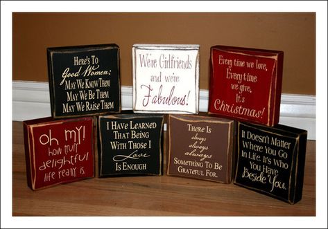 Fun quote blocks Quote Crafts, 2x4 Crafts, Glass Block Crafts, Block Signs, Ceramic Tile Art, Wood Block Crafts, Super Saturday, Block Craft, Diy Wood Signs