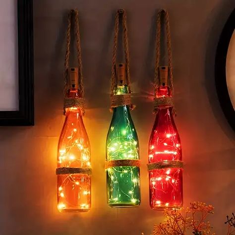 Temu | Explore the Latest Clothing, Beauty, Home, Jewelry & More Diy Festival Decorations, Outdoor Garden Diy, Colorful Fairy, Wine Bottle Lights, Diy Festival, Rice Lights, Whiskey Bottles, Mini String Lights, Wine Bottle Lamp