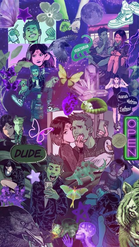 Acid Wallpaper, Teen Titans Love, Raven Beast Boy, Iphone Wallpaper Music, Original Teen Titans, Teen Titans Fanart, Halloween Wallpaper Cute, Trippy Designs, Instruções Origami