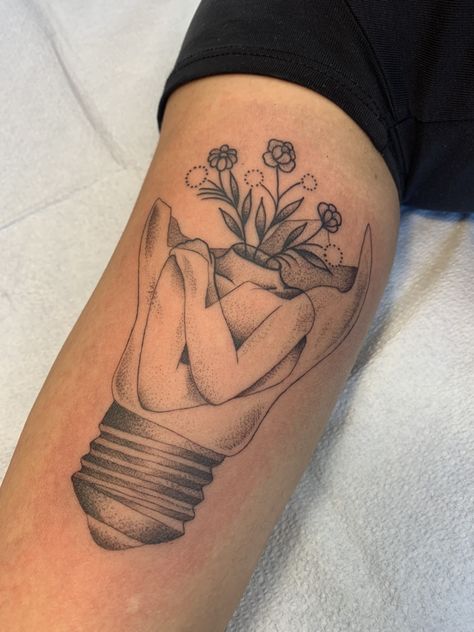 Positivity Tattoo, Lightbulb Tattoo, Chest Tattoo Ideas, Matching Friend Tattoos, Good Tattoo Quotes, Small Shoulder Tattoos, Health Tattoo, Chest Hair, Birthday Tattoo