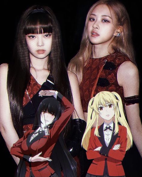 Kakegurui Yumeko And Mary, Yumeko And Mary, Kpop 2000s, Kakegurui Yumeko, Webcore Aesthetic, Blink Book, Seo Jun, Black Pink Background, Pink Venom