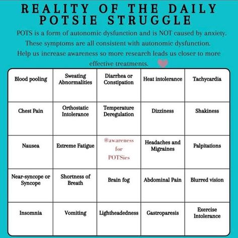 Pots Symptoms, Autonomic Dysfunction, Autonomic Nervous System Dysfunction, Pots Awareness, Dysautonomia Awareness, Dysautonomia Pots, Health Disease, Autonomic Nervous System, Chest Pain