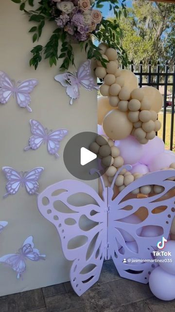 @balloons_by_jass on Instagram: "✨✨✨✨✨Just wanted to show you guys a
LITTLE behind the scenes of my decorations and the process.✨✨✨✨✨🦋🦋🦋🦋🦋🦋🦋🦋
Its never really a one day / same day thing its almost always multiple days of prep especially for custom back drops.
#bUtterfly #pastelpurple #flower #sandwhite #woodarch #woodbutterfly #fyp" Butterfly Arch, Back Drops, Wood Butterfly, Wood Arch, Balloon Arches, Quince Ideas, Pastel Purple, Balloon Arch, Quince