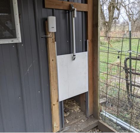 Automatic Coop Door, Diy Automatic Chicken Coop Door, Automatic Chicken Door, Chicken Door, Chicken Feeder Diy, Chicken Coop Door, Automatic Door Opener, Coop Door, Automatic Chicken Coop Door