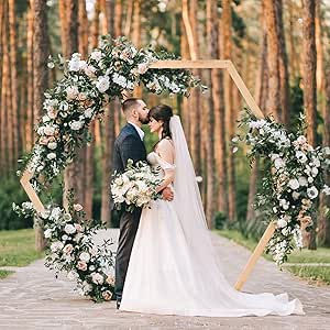 Arch For Wedding Ceremony, Hexagon Wedding Arch, Wooden Wedding Arch, Ceremony Archway, Arch For Wedding, Archway Decor, Wooden Wedding Arches, Hexagon Wedding, Wedding Arbor