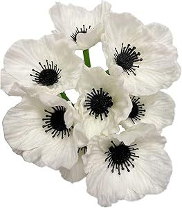 Rikyo 10 Stem 11" Bouquets Artificial Flowers Poppy Flowers,No Fade Faux Anemone Wild Flowers for Kitchen Table Centerpiece Vase,Home Greenery Wedding Holding Flowers Backdrop Arch Wall(White) Home Greenery, Flowers Backdrop, Backdrop Arch, Centerpiece Vase, Smelling Flowers, Kitchen Table Centerpiece, Arch Wall, Grass Wedding, White Poppy