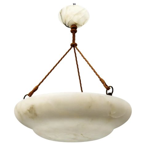 For Sale on 1stDibs - Art Deco white alabaster pendant light, France, 1920s. A beautiful French Art Deco white alabaster pendant ceiling pendant light with dark brown veins. Alabaster Lighting, Alabaster Chandelier, Art Deco Light Fixture, Compact Art, Bronze Fixtures, Art Deco Pink, White Alabaster, Art Deco Chandelier, Art Deco Pendant