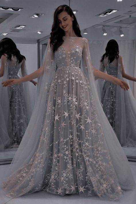 Celestial Wedding Theme, Starry Wedding, Celestial Dress, Grey Wedding Dress, Starry Night Wedding, Ethereal Dress, Celestial Wedding, Dark Wedding, Wedding Court