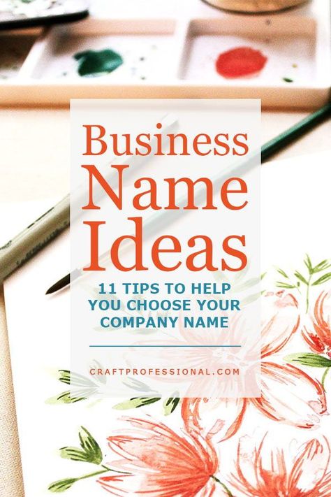 11 tips to help you brainstorm and choose the right business name for your craft business. http://www.craftprofessional.com/business-name-ideas.html   #craftbusiness #handmade #sellcrafts #creativebusiness #solopreneur #smallbusiness Cute Business Names, Store Names Ideas, Selling Crafts Online, Unique Business Names, Business Name Ideas, Small Business Management, Name Crafts, Naming Your Business, Selling Handmade Items