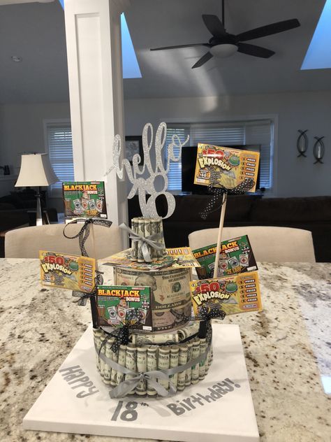 18th Birthday Gifts With Money, Scratcher Gift Ideas Lottery Tickets, Scratch Off Ticket Gift Ideas, 18th Birthday Ideas For Boys, Enchanted Forest Cake, Raffle Ideas, Surprise 50th Birthday Party, Suprise Birthday, Surprise 50th