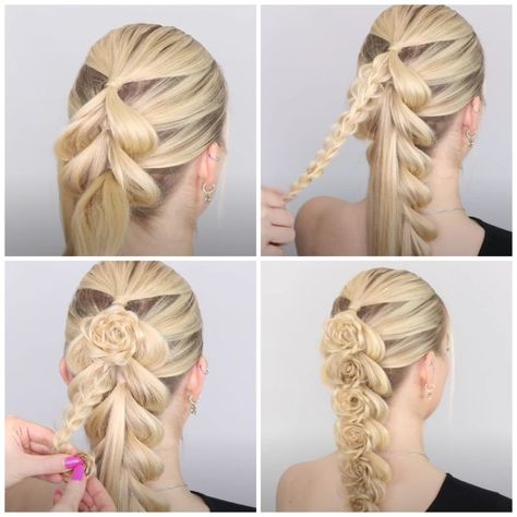 Flower Braid 🌺 | flower | Flower Braid 🌺 | By Sweethearts Hair Hair Flower Braid, Braid Flower, Sweethearts Hair, Flower Braid, Rose Braid, Edgy Hair Color, Flower Braids, Beautiful Braided Hair, Hair Tutorials For Medium Hair