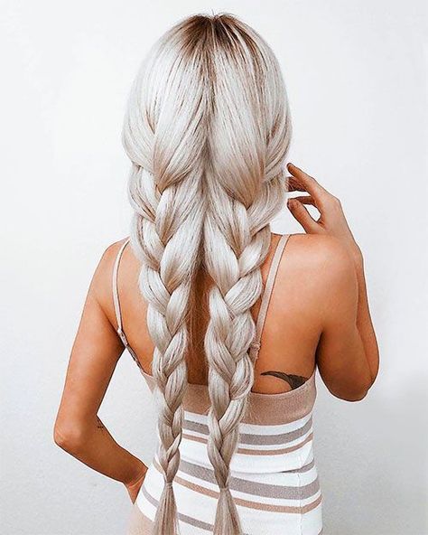 Amazing basic pigtails hairstyle color for long hair Two Braids Style, Two French Braids, Pigtail Braids, Long Hair Color, Fishtail Braid, Pigtail Hairstyles, Two Braids, 90s Hairstyles, Easy Braids