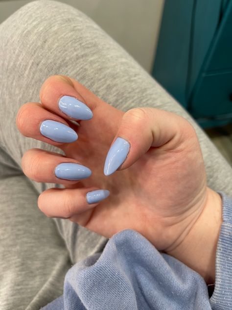 Carolina Blue Nails, Blue Nails Gel, Blue Almond Nails, Nail Printer, Nails Gel, Beautiful Mess, Carolina Blue, Blue Nails, Almond Nails