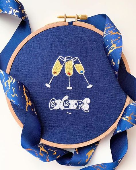 Clara on Instagram: "Cheers 🥂 To be honest, I didn’t realize Cheers was dropping this week so I was frantically embroidering to keep up… Really happy with how the font turned out and the little drink markers too!! Leader line killed it… can’t wait for the repackage album to be released!! 🐯🍒🍚 #art #artist #artofinstagram #artistsoninstagram #embroidery #handembroidery #embroidered #embroideryart #embroiderydesign #vancouver #kpop #seventeen #seventeenkpop #svt #carat #dmc #dmcthreads #dmcembr Seventeen Embroidery, Kpop Store, Drink Markers, Kpop Seventeen, Drink Marker, To Be Honest, Be Honest, Embroidery Art, Keep Up