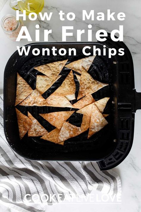 Crispy wonton chips make a nice change from potato chips or tortilla chips. Learn how to make air fryer wonton chips to serve with your favorite dips. All you need are only 3 ingredients and less than 10 minutes to make! They're perfect for parties, big game party, football parties, tailgating and more! Air Fry Wonton Chips, Air Fryer Wonton Chips, Chips In The Air Fryer, Game Day Ideas, Wonton Chips, Types Of Pastry, Crispy Wonton, Fried Wontons, Nacho Chips