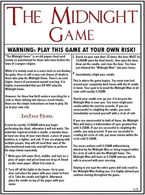 The Midnight Game Creepy Sleepover Ideas, Horror Games To Play With Friends, Scary Sleepover Games, Horror Games To Play, The Midnight Game, Haunted Games, Scary Games To Play, Fun Games For Teenagers, Fun Sleepover Activities