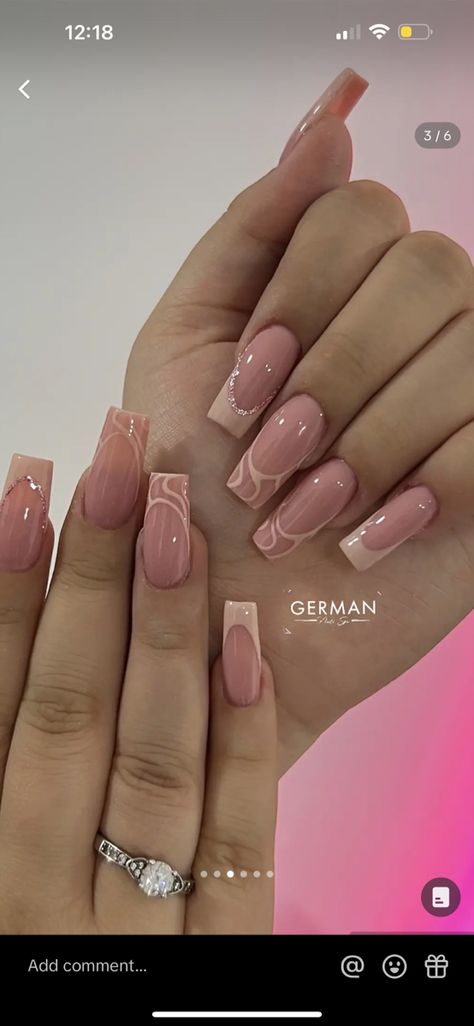 Brown Acrylic Nails, Manicure Nail Designs, Hello Nails, Girly Acrylic Nails, French Tip Acrylic Nails, Simple Acrylic Nails, Short Square Acrylic Nails, Long Acrylic Nails Coffin, Acrylic Nails Coffin Pink