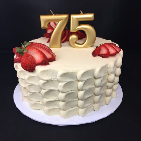 Lovely buttercream 75th Birthday cake. 75 Th Birthday Cake, 75th Birthday Cake For Dad, 75th Birthday Party Ideas, 75th Birthday Cake, Cake For Dad, 65 Birthday Cake, Knitting Cake, 75 Birthday Cake, 75 Birthday