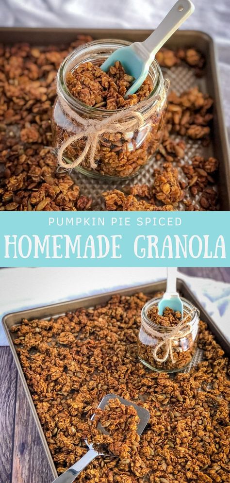 Pumpkin Pie Granola, Spiced Granola, Pumpkin Spice Granola, Pumpkin Granola, Granola Recipe Healthy, Honey Granola, Pumpkin Spice Donut, Granola Recipe Homemade, Pumpkin Eater